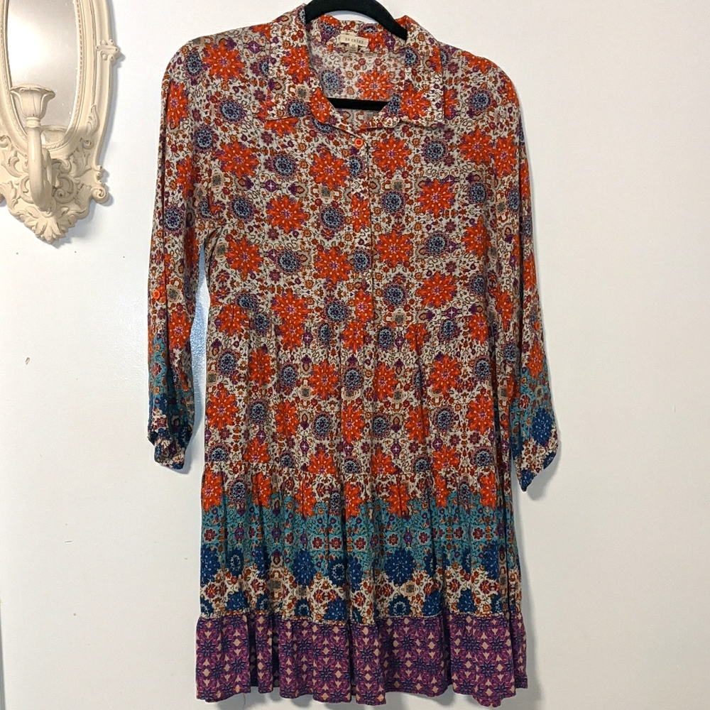 #2 Boho floral mini dress with high waist